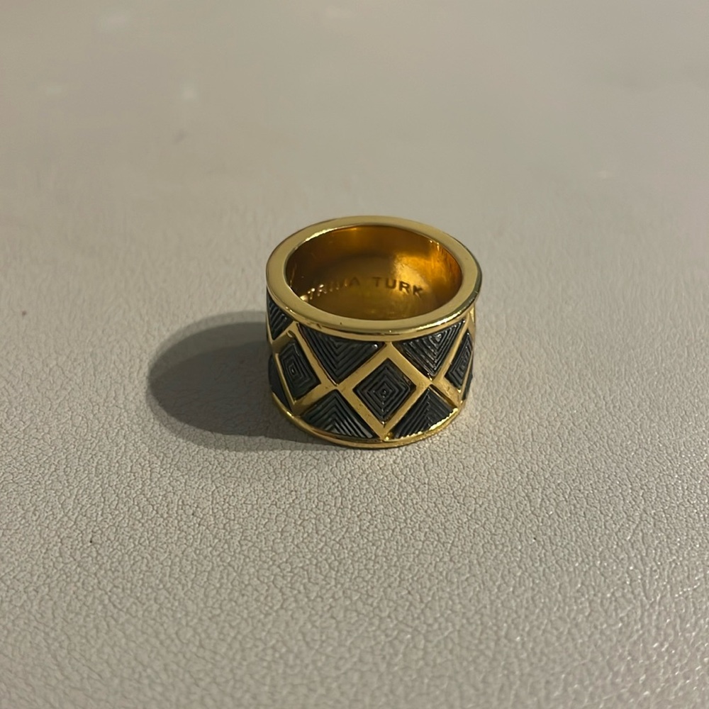 Trina Turk black and gold plated ring